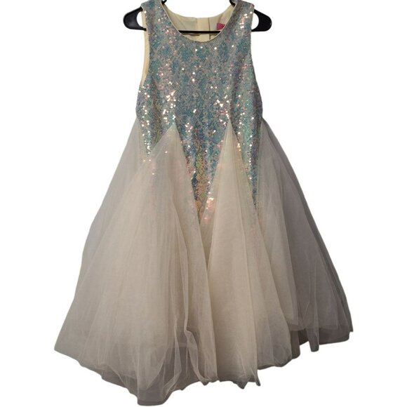 Cilucu Girls Dress Sequin Tulle Party Princess Birthday XXXL 16 Shiny Sparkle - Picture 3 of 10